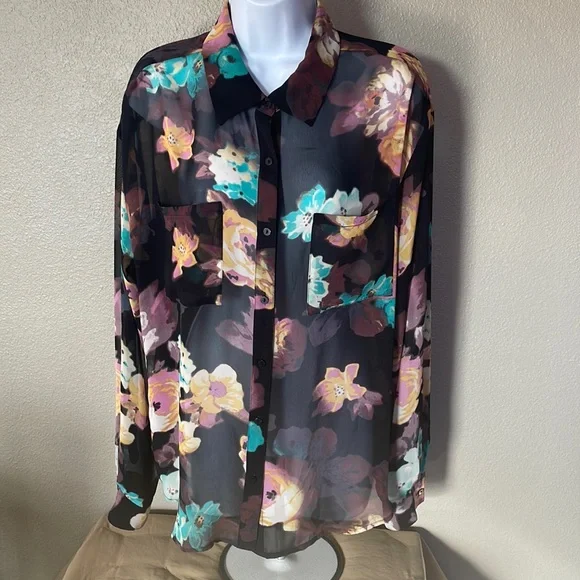 Sheer floral blouse size XL - Picture 1 of 4